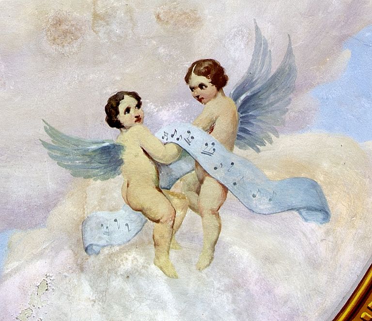 Reggiolo, Teatro Comunale "Giovanni Rinaldi", particolare del velario dipinto (foto Andrea Scardova, IBC) 2017